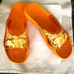 Salvatore Ferragamo orange slides